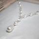 Bridal Necklace, White Pearl Teardrop and Crystal Bridal Necklace, Bridal Jewelry, Wedding Jewelry, Swarovski Crystals, Shayla N271B11