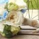 Rustic Wedding Bouquet / Ivory Blue and Green Silk Bridal Bouquet / Country Wedding / Garden Wedding Rustic Bridal / Silk Wedding Flowers
