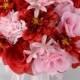 17 Piece Package Wedding Bridal Bride Maid Of Honor Bridesmaid Bouquet Boutonniere Corsage Silk Flower APPLE RED PINK "Lily of Angeles"