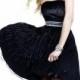 Square Neck Sequin Chiffon Black Layered Party Dress