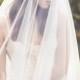 Bridal blusher veil, circle veil, fingertip length, wedding tulle veil, drop veil with comb, mantilla, cut edge - Celie