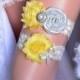 Gray Yellow Rustic Bridal Garter Belt Wedding Set Vintage Toss Shower Gift Farmhouse Beach Spring Ivory White Lace