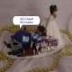 African American NY Giants Football Fan Sports AA Couple Groom Wedding Cake Topper-NFL