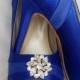 Wedding Shoes Blue Wedding Shoes also Available in Over 100 Colors Blue Shoes with Sparkling Crystal Swirl Flower Brooch