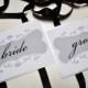 Bride and groom chair signs with crystals