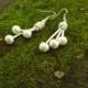 T-E002 Set of Natural Pearl Earrings, Freshwater Pearl Drop Earrings, Bridal Jewelry, Sterling Silver, Handmade Eco-Friendly Pearl Earrings