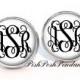 Monogram Earrings - Personalized Stud Earrings- Bridesmaid Jewelry - Monogram Jewelry - White Black  (374)