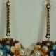 Vintage Enamel Bouquet Earrings, Redesigned 50's Jewelry, Art Nouveau Style, Pearl Earrings, Garden Wedding, Gold Connector, Gold Ear Wires