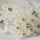 Stunning Swarovski Crystal Rhinestone Wedding Garter, Ivory Floral Lace Wedding Garter with Swarovski, Ivory Flower Lace Bridal Garter