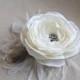 Woodland Wedding Bridal Hair Piece IVORY Hair Flower Bridal Clip Silk Ranunculus Feather Headpiece Rustic Wedding Vintage Style Fascinator