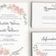 Printable Wedding Invitation Set - Watercolor Floral Garden - Ready to Print PDF - rsvp card - Letter or A4 Size (Item code: P668)