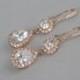 Rose Gold Bridal Earrings, Wedding Jewelry, Crystal Bridal Earrings, Bridesmaid jewelry,  Evelyn Rose Gold Earrings