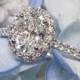 Platinum Ritani 1RZ1321 French-Set Cushion Halo Diamond Band Engagement Ring