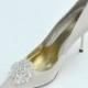 Wedding Bridal Party Silver Rhinestone Shoe Clips Set Of Two