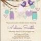 Bridal Shower Invitation, Purple and Teal,  Wedding Shower Invitation, Love Birds Invite, Mason Jars Invitation, Printable, Lavender - 107