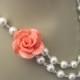 Bridesmaid Jewelry Fashion Rose and Pearl Double Strand Necklace