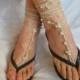 CROCHET BAREFOOT SANDALS / Barefoot Sandles Anklet Shoes Beads Victorian Crochet Women Wedding Sexy Accessories Cotton Elegant Feminine Chic