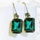 Emerald Earrings, Emerald Green Crystal Rhinestone Earrings,  May Birthstone Gift Idea Prom Bridal Jewelry Christmas Green Earrings