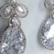 Wedding jewelry / cubic zirconia Dangle Earrings / Bridesmaid gifts / Clear vintage cubic zirconia earrings for your lace wedding dress,