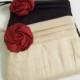 Scrunched top Sophia w/rose in silk dupioni (choose colors)-monogram, bags-purses-wedding-bridesmaid clutches-wristlet
