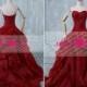 RW33 Vintage Wedding Dress with Ruffles Sweetheart Bridal Gown Burgundy Bridal Dresses 2014 Organza Long  wedding Gown