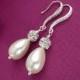 Wedding earrings,pearl drop bridal earrings, wedding jewelry,bridesmaid earrings, ivory pearl wedding earings, teardrop pearl earrings