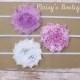 Set of 3- Love Purple and Pink Hearts Flower Headband Set/ Headband/ Newborn Headband/ Baby Headband/ Wedding/ Photo Prop