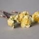 Yellow roses -  Bridal hair accessories - Wedding hair accessory -  Bridesmaid hair flower - Yellow hair flower bobby pin - Set of 4