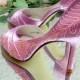 Pink Bridal Shoes , painted Peacock Feather , Sale shoes, pink wedding shoes, Honeysuckle , Feathered Deborah