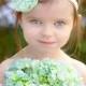 Mint Lace Headband - Mint Wedding Headbaned - Mint Flower Girl Headband - Pearl and Rhinestone Lace Flower - Girls Mint Headband
