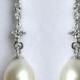 Freshwater pearl Bridal Earrings Crystal Wedding  - Kaley