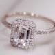 VS 5x7mm Pink Morganite Ring 14K Rose Gold Ring Emerald Cut Morganite Wedding Ring Diamond Engagement Ring Gemstone Ring