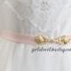 Peach Pink Velvet Elastic With Gold Clasp Buckle Belt, Pink Bridal Belt, Bridesmaid Belt, Custom Belt
