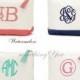 Monogrammed Canvas Cosmetic Bag - Personalized Toiletries Bag, Personalized Make Up Bag, Bridesmaid Cosmetic Bag, Coral Navy Aqua Mint