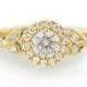 Rome Crown Diamond Engagement Ring, Yellow Gold Engagement Ring 