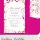 Pocket Wedding Invitation Template DIY pocketfold wedding invitation Fuchsia pink & orange "Scroll" Pocket fold 5x7 A7 YouEdit Word Download