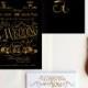 Gatsby wedding invitation - roaring twenties wedding invitation, art nouveau wedding invite sample Faux gold print