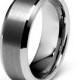 Tungsten Wedding Band,Mens Wedding Bands,Tungsten Carbide,Tungsten Ring,8MM Brushed Center Beveled Edge Wedding Ring SNUJDTZZE