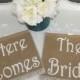 Here Comes The Bride signs - Two Ring Bearer Signs - Rustic Wedding signs - Double Wedding signs - Here Comes The Bride Banners