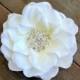 Bridal White Flower Fascinator Wedding Hair Clip Rhinestone Crystal Floral Silk Flower Head Piece Brooch Pin Gardenia Flower Headband