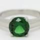 2ct lab emerald Solitaire ring in Titanium or White Gold - engagement ring - wedding ring - handmade ring