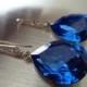 Blue Sapphire Earrings Crystal Teardrop Swarovski  Blue Wedding Jewelry Bridal Earrings Zirconia Vintage Earrings Blue earrings Sapphire
