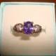 Diamond Cut White Sapphire And Amethyst 14k Gold / 925 Sterling Silver Engagement Ring Size 5
