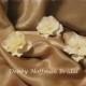 Ivory, Cream Velvet Hydrangea Bridal Flower Hair Pins, Bobby Pins with Pearl,  Set of 3 No. 303,  Bridal Flowers, Wedding Hair Accessories