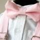Pink Polka Dot Bow Tie & Suspenders Set -Pink Pin Dot - Baby Toddler Child Boys - Wedding
