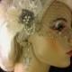 Ivory Bridal Fascinator and Birdcage Veil, Bridal Headpiece,  Bridal Hair Clip, Swarovski Crystals and Pearls, Great Gatsby, Ivory Hair Clip