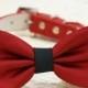 Red and Black dog bow tie, Bow attached to red dog collar, dog lovers, dog birthday gift, pet accessory, black and red wedding