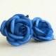 50mm Large Blue Roses (2pcs) - mulberry paper roses with wire stems - Great for wedding decoration and bouquet [176]