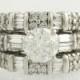Diamond Wedding Set Engagement Ring & Bands - 14k White Gold Natural 1.84ctw F3936
