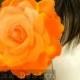 Orange Tangerine Rose hair fascinator Organza Petal Rose Bloom for wedding, derby, costume - Choose headband, hair clip, or hair comb